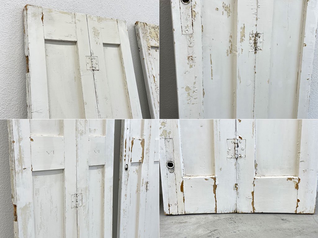 フランスアンティーク ヴォレー French Antique volet 木製扉 左右ペア 木戸 雨戸 折れ戸 パーテーション シャビーシック 建具 ブロカント 〓