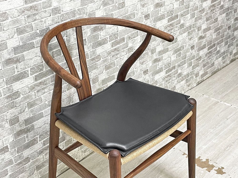 カールハンセン&サン Carl Hansen & Son ウィッシュボーンチェア WISHBONE CHAIR CH24 Yチェア 専用チェアクッション ブラックレザー ●