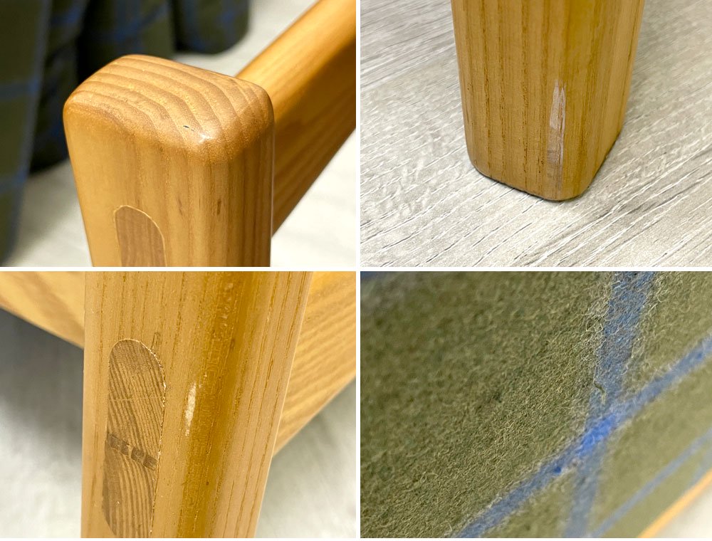 ウニコ unico ノマ NOMA ソファ 3シーター & オットマン カバーリング 受注生産ファブリック チェック柄 ヘッドレスト付 アッシュ材 希少廃番 ●