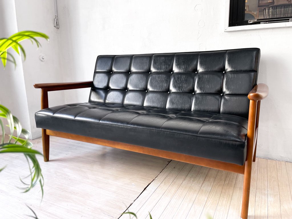 カリモク60 karimoku60 Kチェア 2シーター ソファ 2人掛け 2P スタンダードブラック レトロモダン ジャパニーズミッドセンチュリー ★