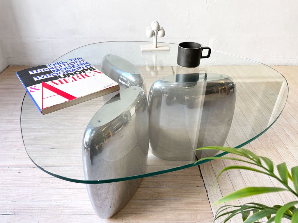 イデー IDEE アルミシードテーブル ALUMINIUM SEED TABLE 3シーズ ガラス ローテーブル 廃番希少 参考定価 ¥212,300- ★