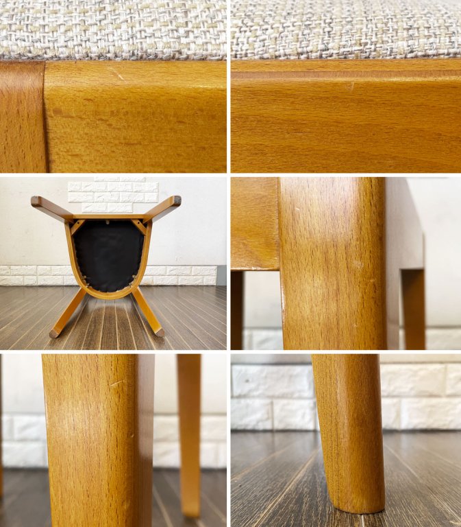 パシフィックファニチャーサービス P.F.S デペンデントハウス ダイニングチェア DH DINING CHAIR ビーチ材 ファブリック座面 イエロー系 定価¥45,100- B ◎