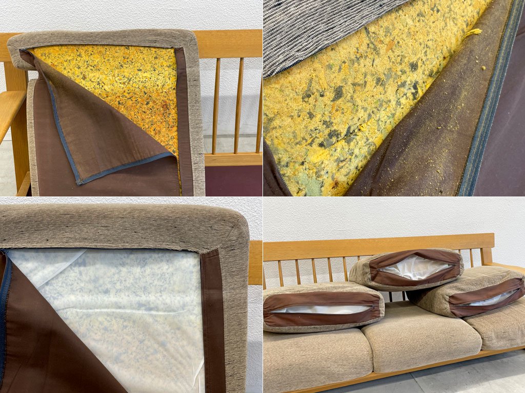 柏木工 KASHIWA ボーソファ 3シーター カバーリング ファブリック×オーク無垢材 飛騨の家具 IDC大塚家具 W207cm 〓