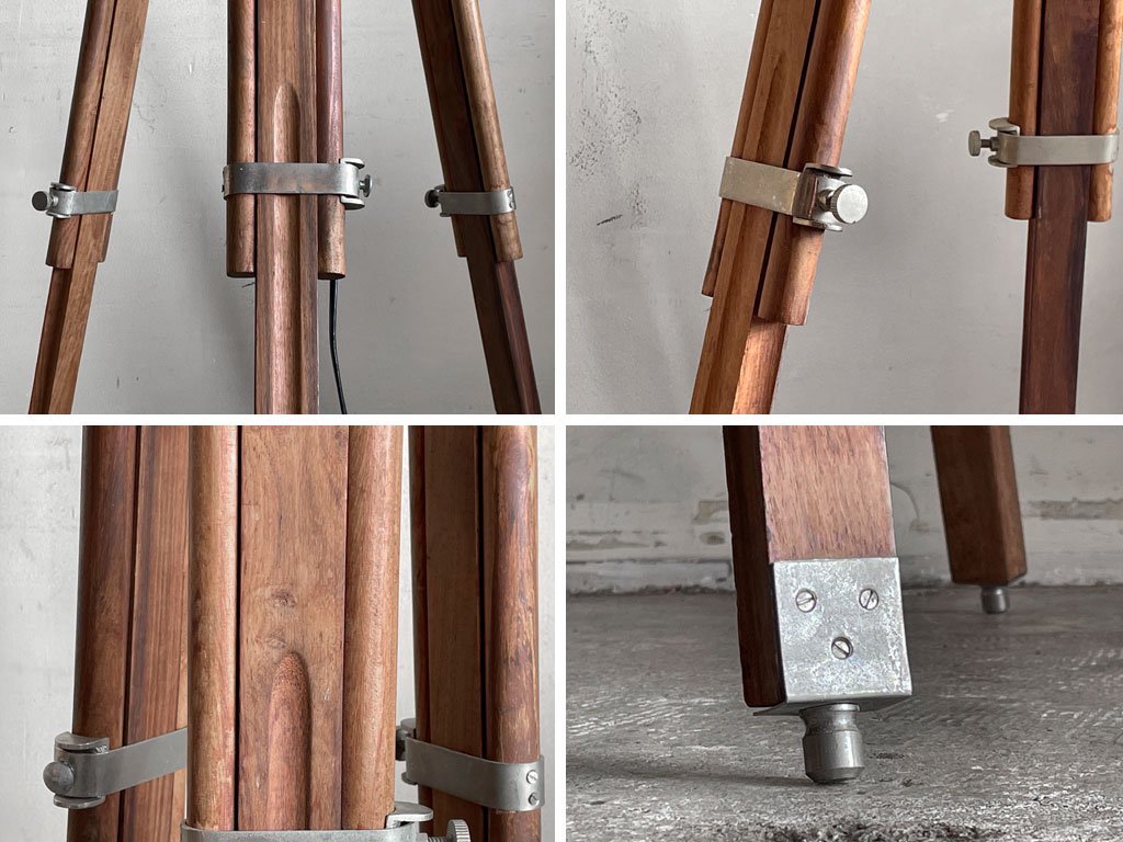 アイホールツ EICHHOLTZ フロアランプ Floor Lamp Telescope L brown incl shade 三脚スタンド 真鍮 シーシャムウッド オランダ ■