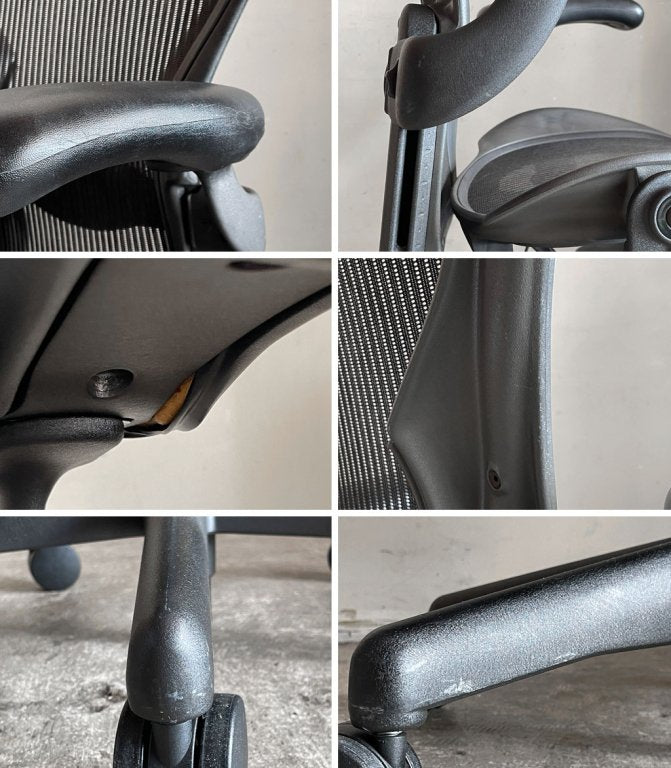 ハーマンミラー Herman Miller アーロンチェア Aサイズ フル装備 ランバーサポート グラファイトベース ビル・スタンフ & ドン・チャドウィック ■