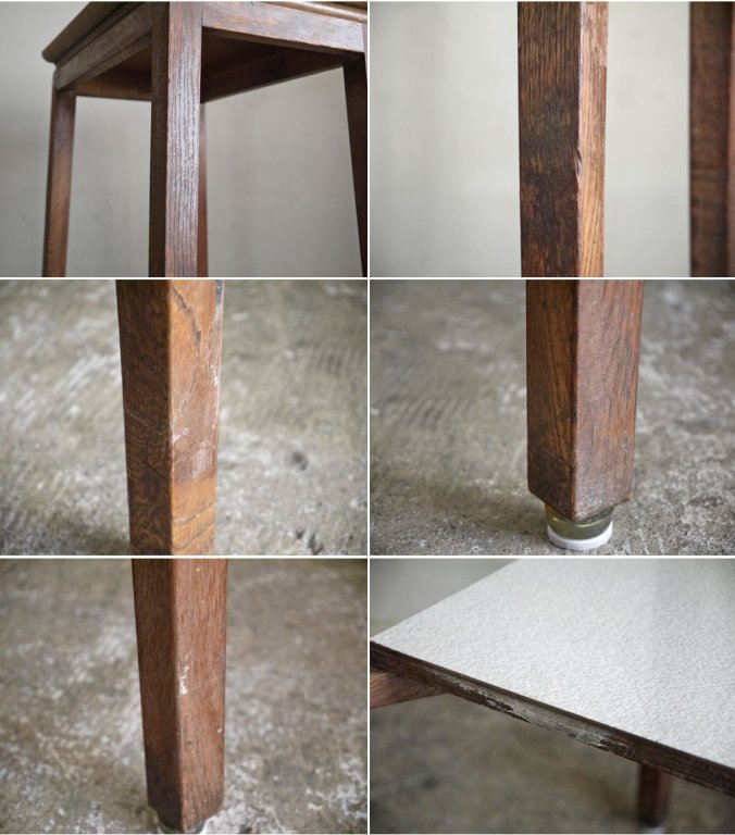 ジャパンビンテージ Japan Vintage オーク材 デコラトップ ハイテーブル サイドテーブル フラワースタンド H99cm ■