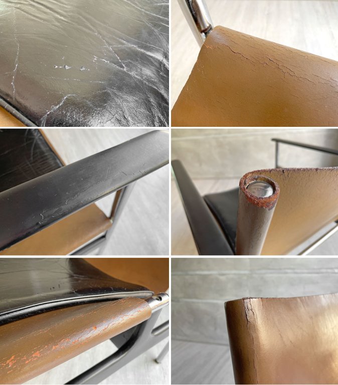 ノル Knoll ポロックアームチェア Charles Pollock チャールズポロック ラウンジチェア レザー アイアン ミッドセンチュリー ビンテージ ♪