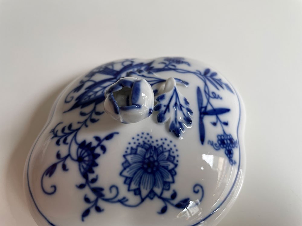 マイセン Meissen ブルーオニオン Blue Onion 蓋付き シュガーポット 陶磁器 ドイツ ♪