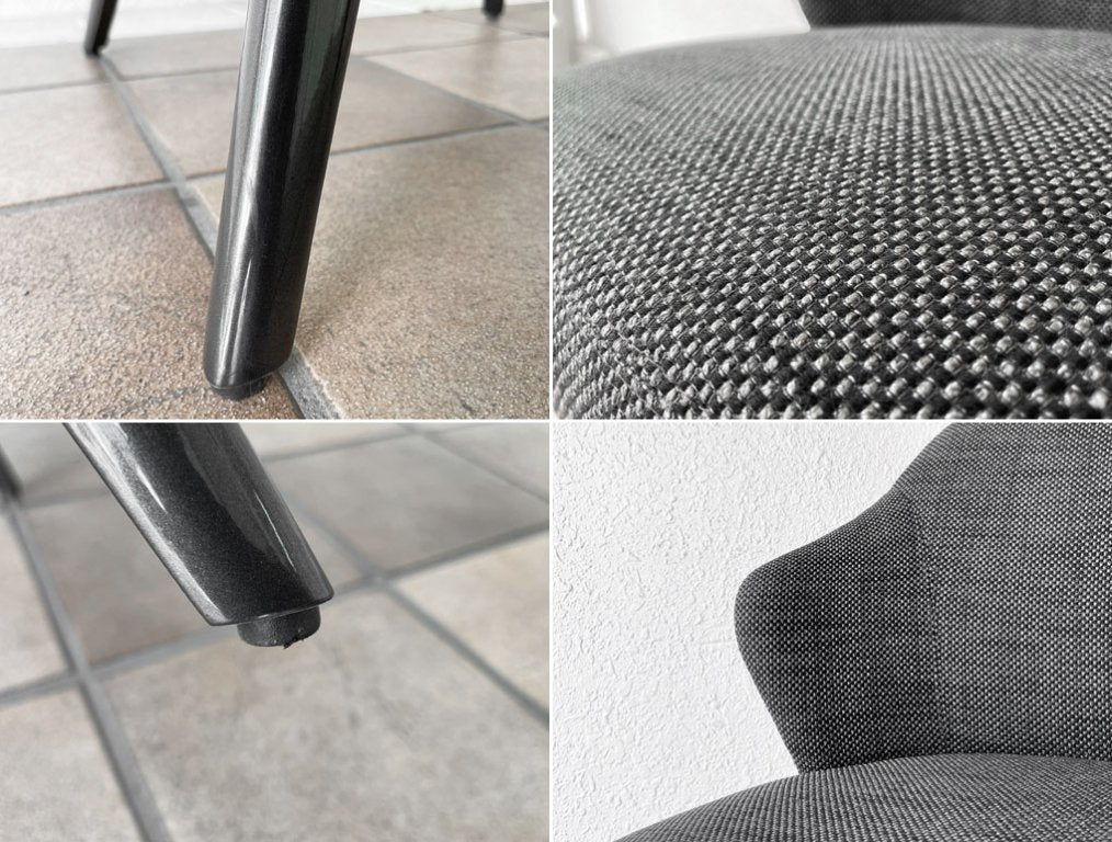 ミノッティ Minotti レスリー LESLIE スウィベル ダイニングチェア ファブリック 回転式 アルミナムレッグ ロドルフォ・ドルドーニ イタリア 定価¥338,000- 美品 ◇