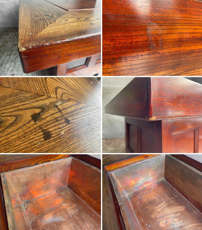 松本民芸家具 A型洋炉卓 囲炉裏 火鉢 ダイニングテーブル 欅材 W121cm 民藝 和家具 定価¥643,500- ♪