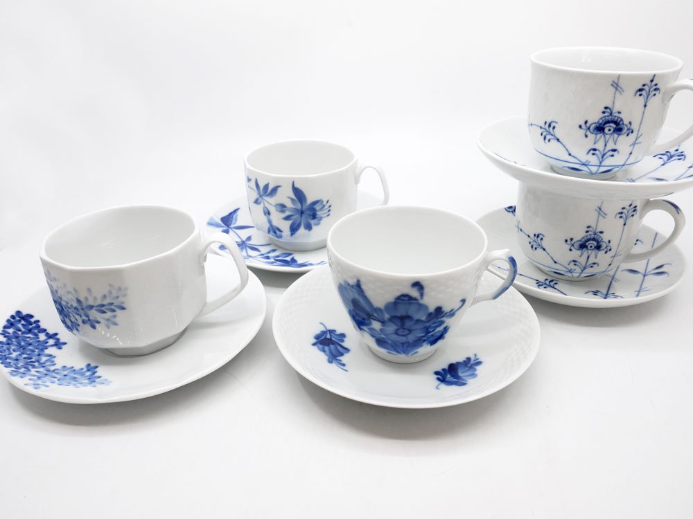 ロイヤルコペンハーゲン ROYAL COPENHAGEN ブルーパルメッテ Blue Palmette コーヒーカップ&ソーサー C&S デンマーク 北欧食器 B ●