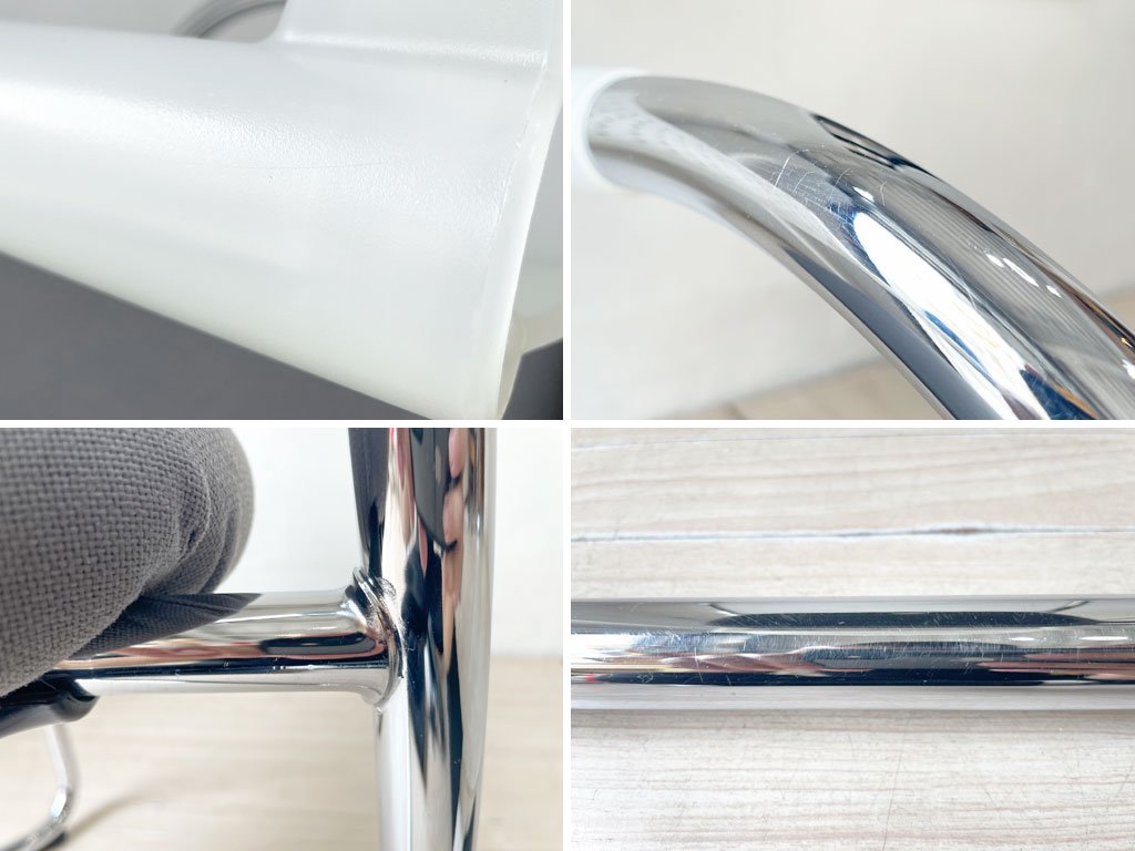 ヴィトラ vitra ビザソフト Visasoft アームチェア ミーティングチェア クリアカラー グレーファブリック カンティレバー スタッキング アントニオ・チッテリオ 2脚セット★