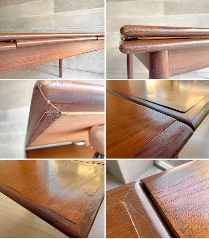 デンマークビンテージ チーク材 エクステンション EX ダイニングテーブル 伸長式 W140~240cm 北欧家具 現状品 ♪