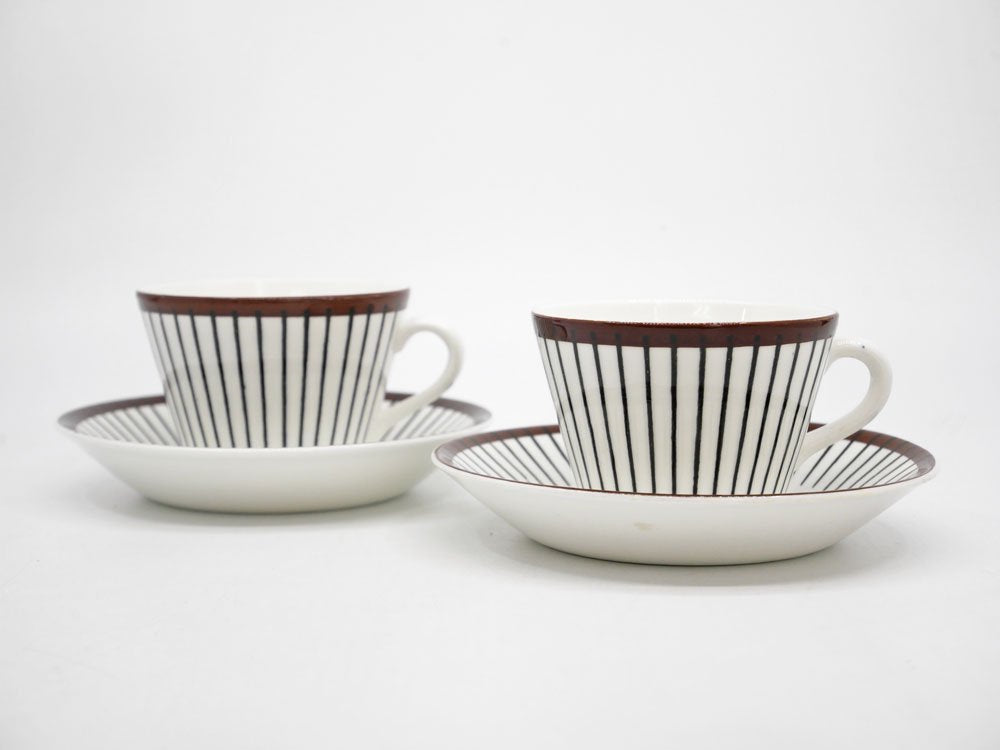 グスタフスベリ GUSTAVSBERG スピサリブ SPISA RIBB コーヒーカップ&ソーサー C&S スティグ・リンドベリ Stig Lindberg ビンテージ 北欧食器 A ●