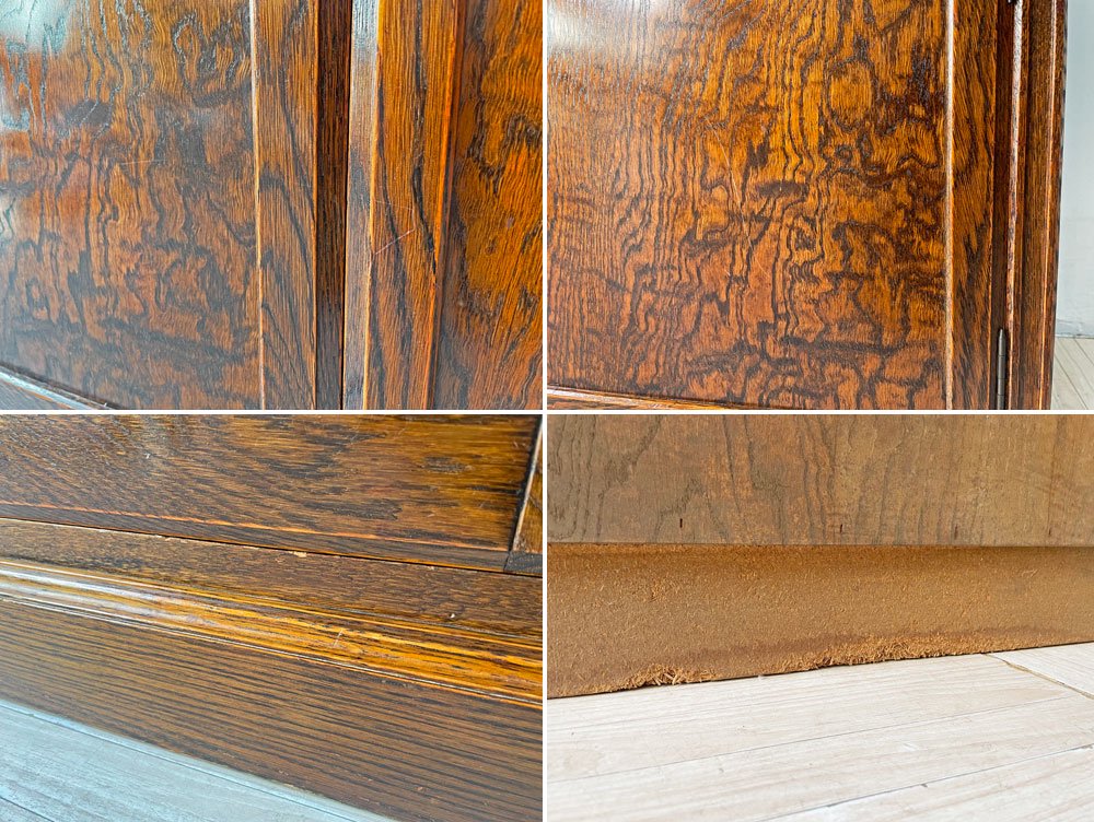 三越家具 ブルージュ Brugge プロパティ ステンドグラス キャビネット カップボード 食器棚 オーク無垢材 カントリーハウス ★