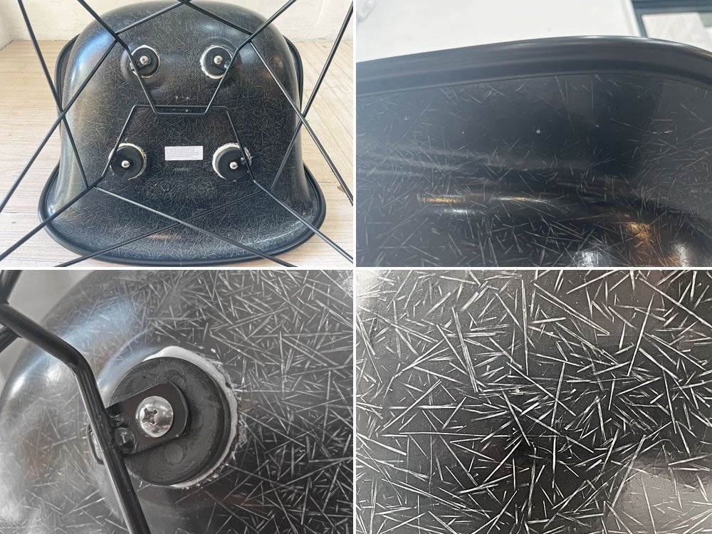 ハーマンミラー Herman Miller アームシェルチェア LAR 現行FRP製 ブラック アプホルスター キャッツクレイドル ラウンジベース C&R イームズ ★