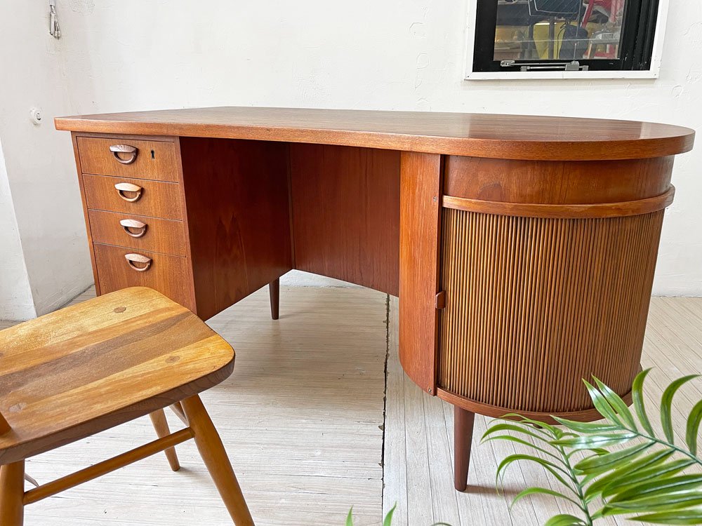 フィールドボール モベルファブリック Fedballe Mobelfabrik カイ・クリスチャンセン Model.54 キドニーデスク チーク材 北欧 デンマークビンテージ 鍵付き ★