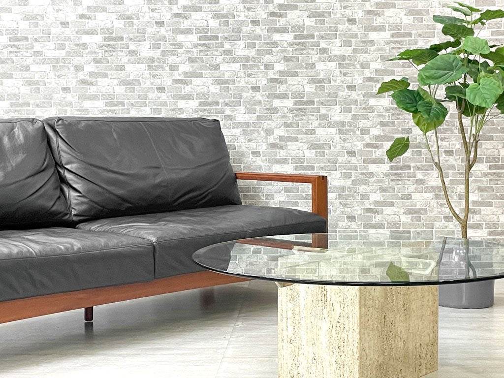 アクタス ACTUS ボスコ A-BOSCO 3S SOFA 3Pソファ チェリー無垢材 本革 レザー 参考価格約25万円 ●