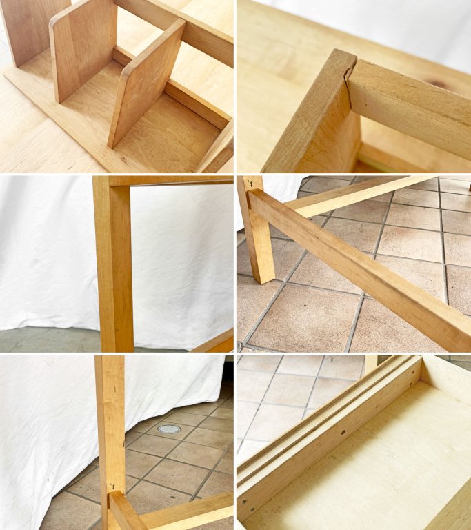 北の住まい設計社 デスク 机 メープル無垢材 引き出し3杯 ブックスタンド付き ナチュラルスタイル W120cm 廃番 ◇