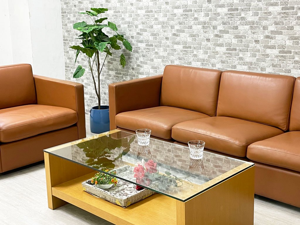 ノル Knoll チャールズフィスターコレクション Charles Pfister Collection 3Pソファ スリーシート フルレザー 本革 定価2,200,000円~ ●