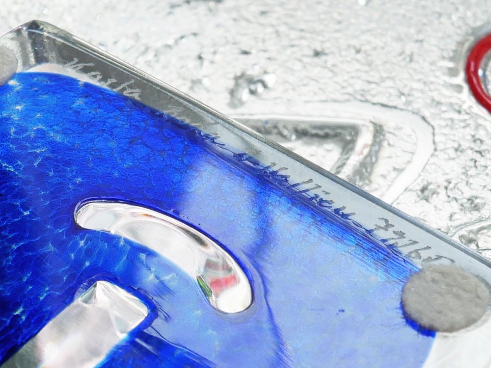 コスタボダ Kosta Boda ドミノ DOMINO シリーズ 青い顔 ガラスディッシュ バーティル・ヴァリーン Bertil Vallien スウェーデン ビンテージ 箱付き ●