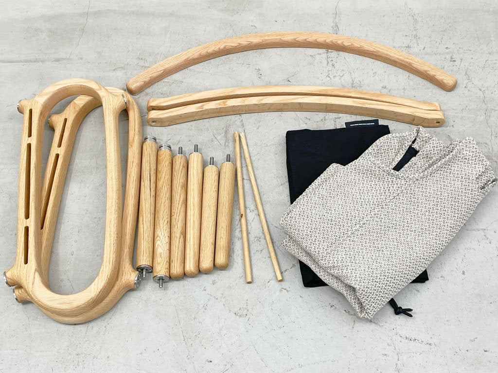 イキキ IKIKI グランドチェア Grand Chair オーク材 グレーベージュ ファブリック アウトドアチェア 折畳 ウッド キャンプチェア 美品 ほぼ使用感なし 〓