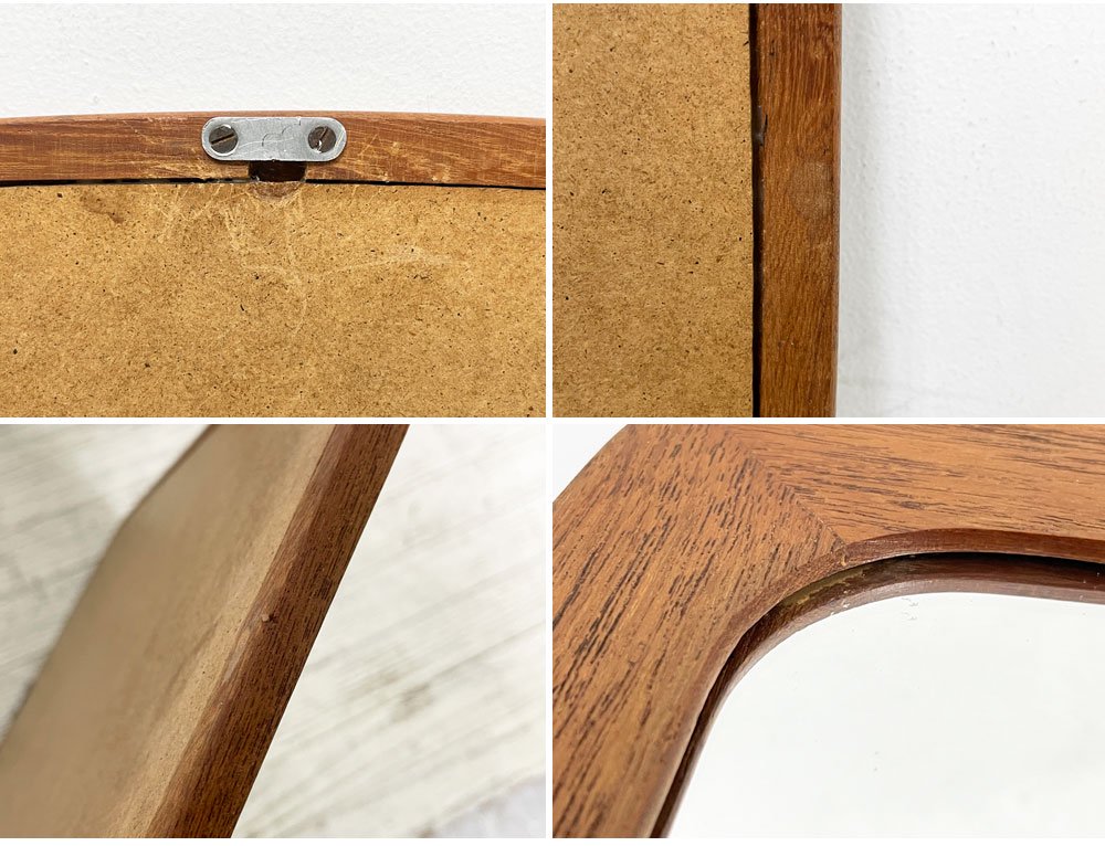 北欧ビンテージ Scandinavian Vintage チーク材 ウォールミラー 壁掛け鏡 ●