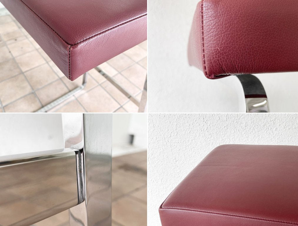ノル Knoll ミース ファン デル ローエ コレクション フォーシーズンズ スツール モダンデザイン スチール×牛革 定価470,800円 ◇