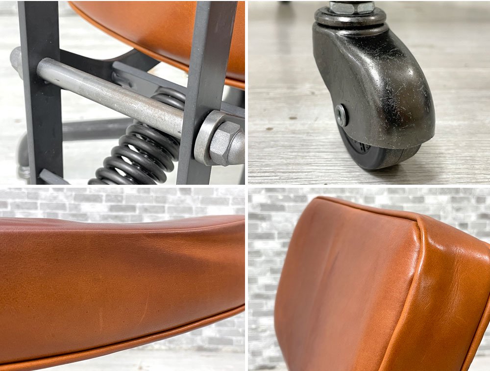 トラックファニチャー TRUCK FURNITURE デスクワークチェア DESKWORK CHAIR アームレス 本革 スチールフレーム 回転式座面昇降 キャスター付 定価¥137,500- ●