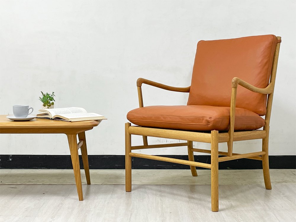 カールハンセン&サン Carl Hansen & Son OW149 コロニアルチェア ラウンジチェア オーク材 オイル仕上げ THOR307 本革 オーレ・ヴァンシャー 北欧 デンマーク 美品 ●