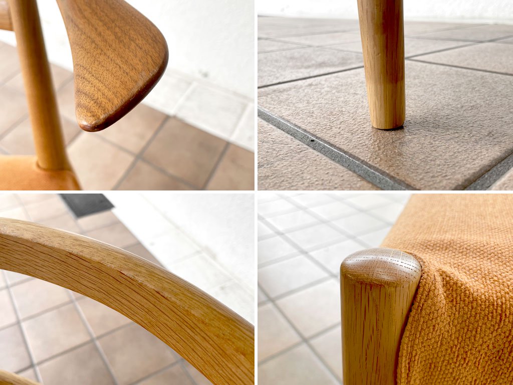 日進木工 Nissin ホワイトウッド WHITE WOOD ダイニングチェア セミアームチェア WOC-131 オーク ウォールナット カバーリング オレンジ B ◇