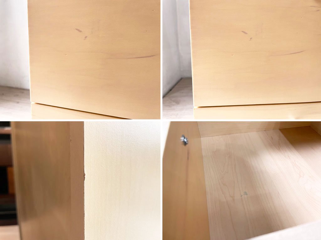 無印良品 MUJI メープル材 コンパクトチェスト6段・ワイド 取手 アジャスター付き ナチュラルデザイン 廃番希少 ★