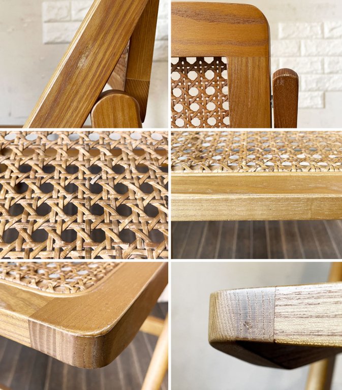 ザラホーム ZARA HOME ラタン&ウッド フォールディングチェア ダイニングチェア アッシュ材 折りたたみ スペイン 定価¥23,990- ◎