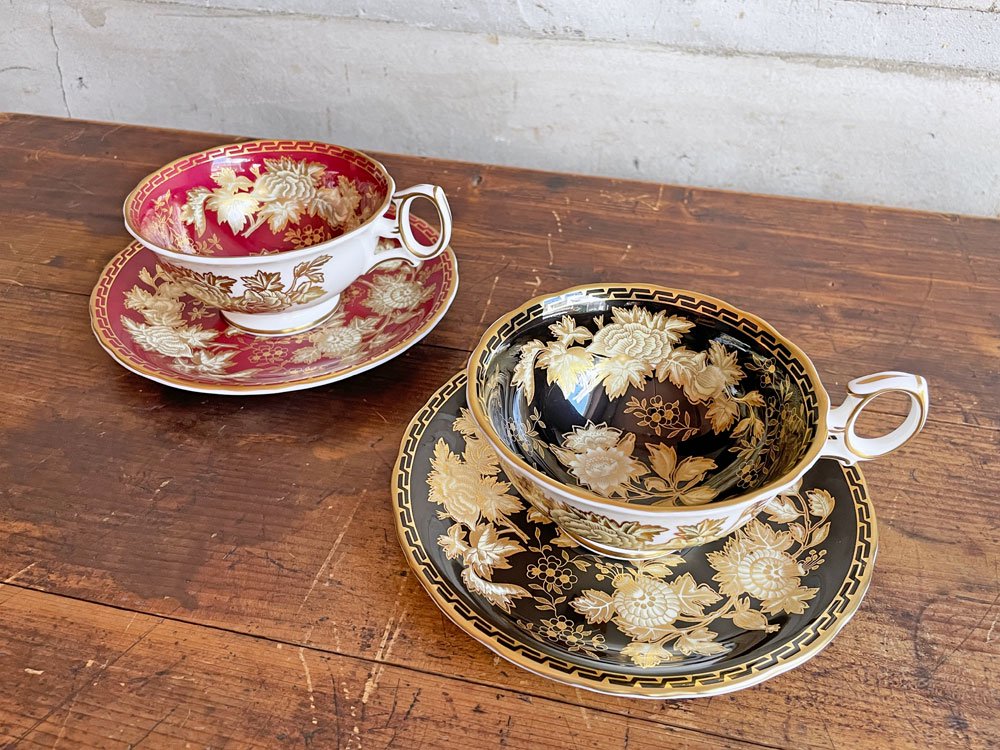 ウェッジウッド WEDGWOOD トンキンブラック TONQUIN BLACK カップ&ソーサー C&S シノワズリ 金彩 最高級シリーズ 英国 希少 ♪