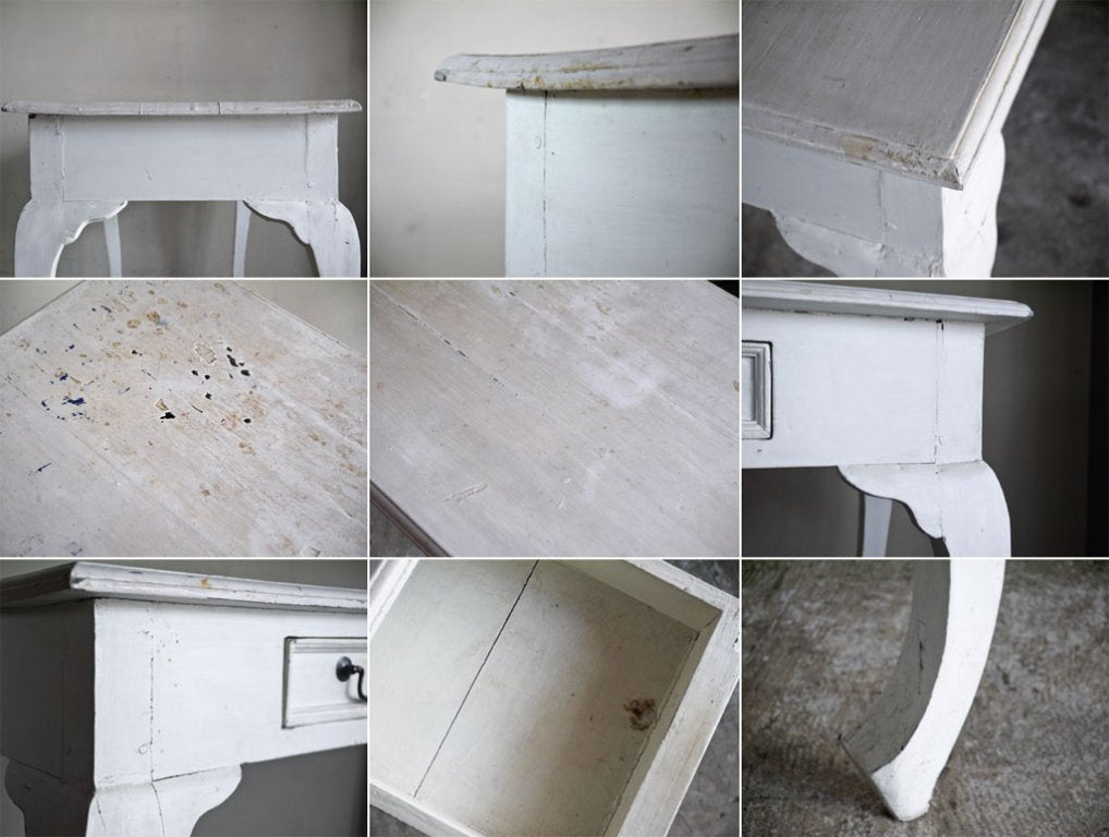 UKビンテージ UK Vintage ホワイトペインテッド デスク ワークテーブル 2ドロワー W120cm ■