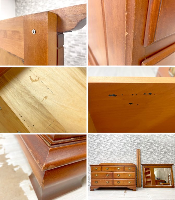 横浜ダニエル DANIEL ミラーバックチェスト 鏡台 化粧台 ドレッサー A-104+A-401 横長整理タンス 樺桜材 アーリーアメリカン カントリースタイル 定価総額¥682,000- ●