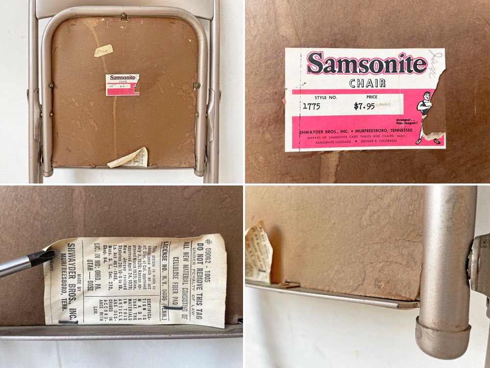 サムソナイト samsonite ビンテージ フォールディングチェア 折畳み USビンテージ US vintage ミッドセンチュリー B ★