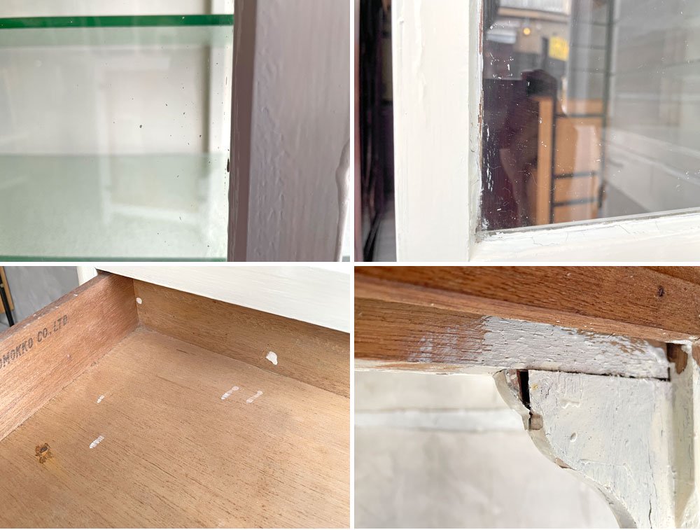 ジャパンビンテージ Japan vintage ドクターキャビネット ケビント リペイント シャビーシック ビンテージ 木製 医療棚 ディスプレイケース ♪