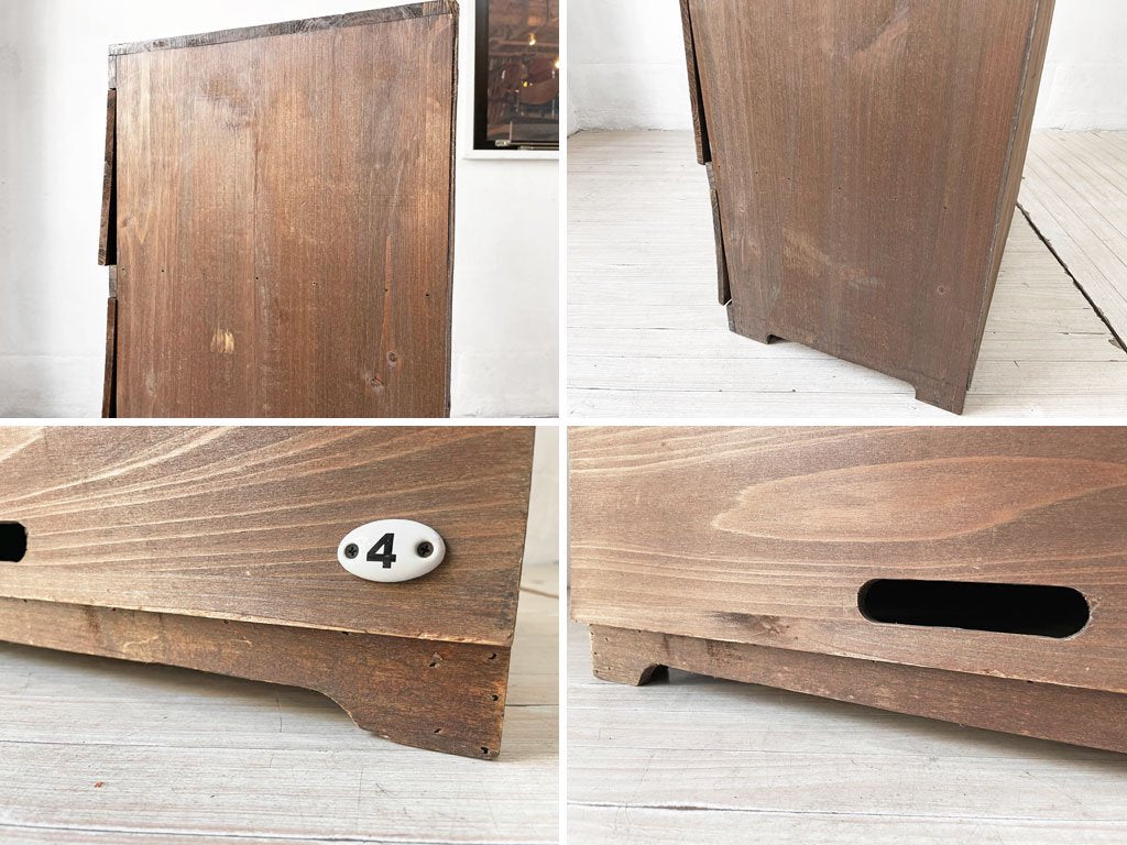 ウッドマン Woodman シューズラック ワイド ミニキャビネット 4段 天然木 杉材 下駄箱 玄関収納 レトロ 定価 \20,200- ★