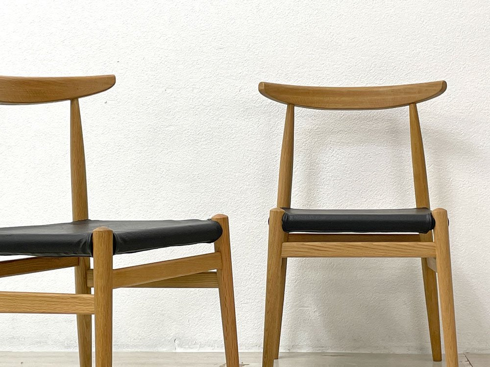 かなでもの KANADEMONO Scandinavian Design シンプルチェア ダイニングチェア オーク無垢材 PVCレザー 北欧スタイル 定価¥27,500- B ●