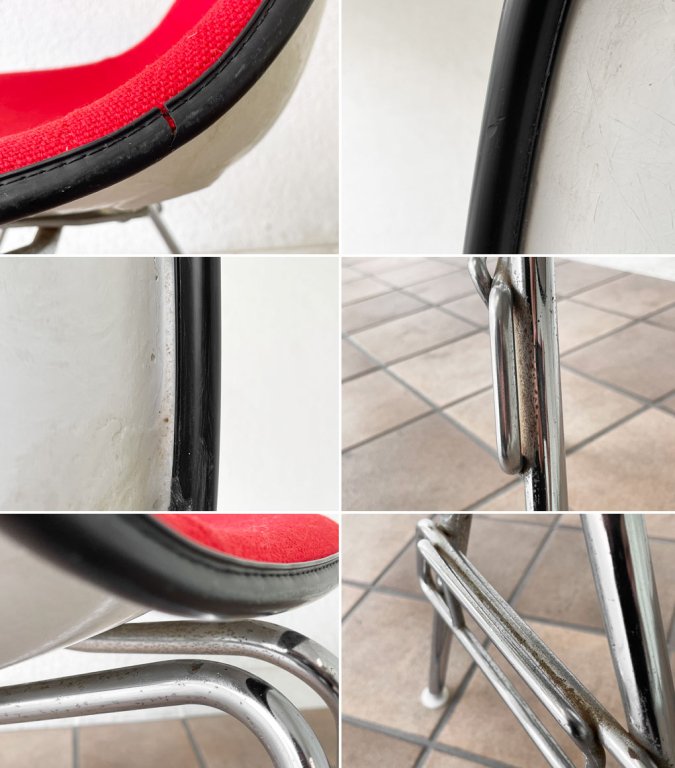 ハーマンミラー Herman Miller M.F.S製 サイドシェルチェア アプホルスター ホップサック Hopsak レッド スタッキングベース イームズ 現状品 ◇
