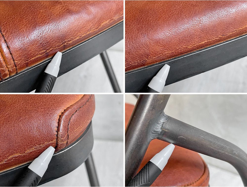 トラックファニチャー TRUCK FURNITURE スットチェア SUTTO CHAIR オーク無垢材 レザー アイアン インダストリアル 廃番 B ♪
