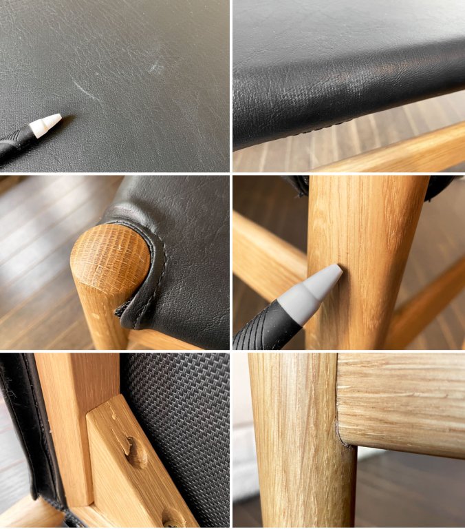 かなでもの KANADEMONO Scandinavian Design シンプルベンチ 長椅子 オーク無垢材 PVCレザー W105cm 北欧スタイル 定価¥23,500- ◎