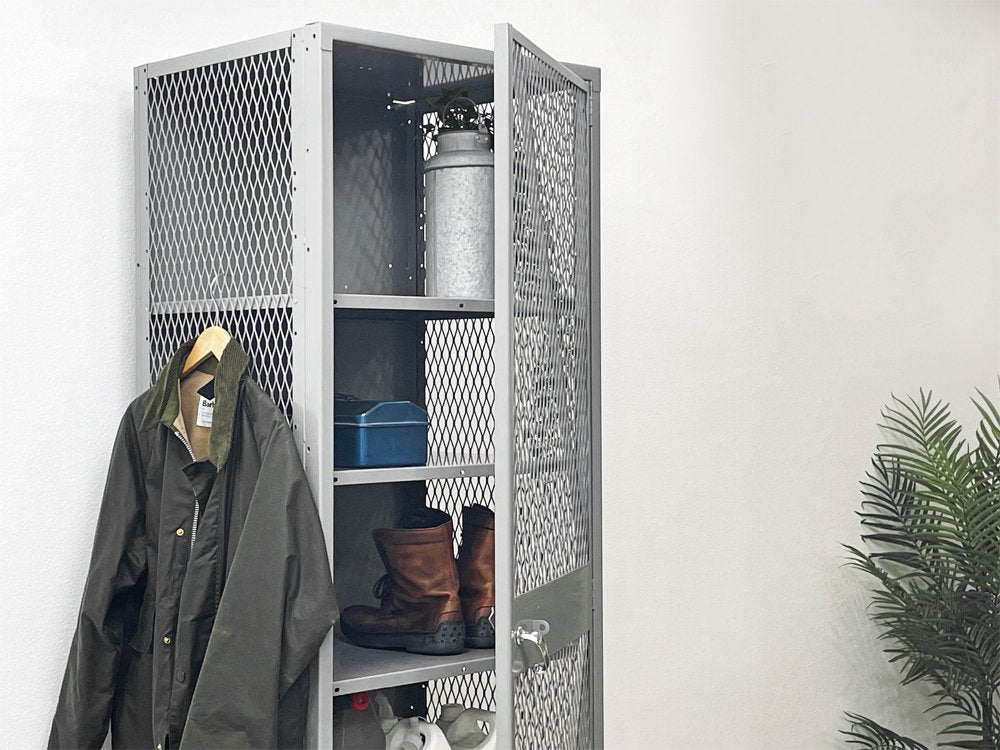 リオン LYON メッシュロッカー MESH LOCKER スチール グレー W61 パシフィックファニチャー P.F.S取扱 インダストリアル USA 定価¥176,000- ●
