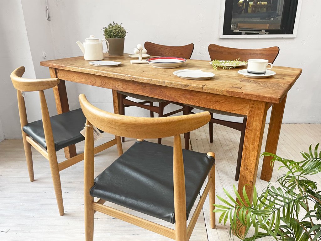 オールドメゾン old maison チーク無垢材 古材 ダイニングテーブル ワーキングテーブル W145cm ★