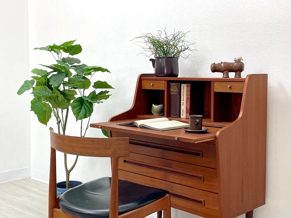 北欧ビンテージ Danish Vintage ライティングビューロー デスク チーク材 抽斗3杯 デンマーク製 ●