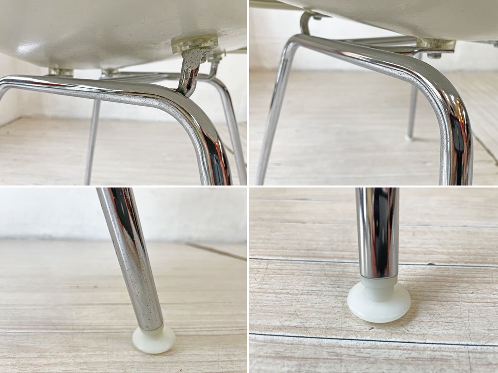 ハーマンミラー Herman Miller サイドシェルチェア 3rdビンテージ FRP製ホワイト PVCレザーホワイト Hベース C&R イームズ ミッドセンチュリー ★