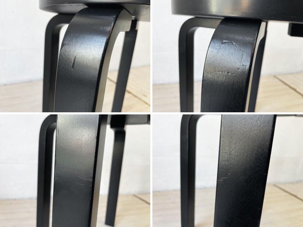 アルテック artek スツール60 E60 スツール 4本脚 アルヴァ・アアルト ブラックラッカー バーチ無垢材 北欧家具 参考定価¥47,300- B ★