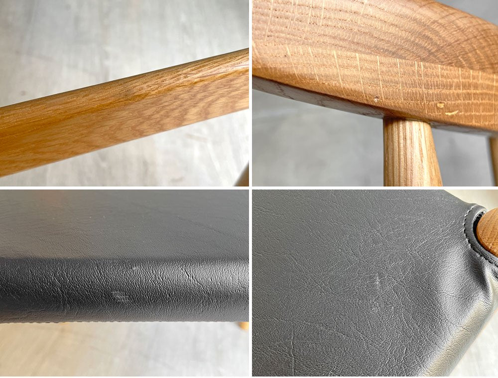 かなでもの KANADEMONO Scandinavian Design シンプルチェア ダイニングチェア オーク無垢材 PVCレザー 北欧スタイル 定価¥27,500- A ♪