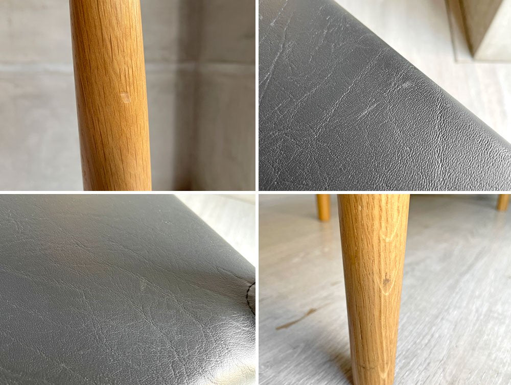 かなでもの KANADEMONO Scandinavian Design シンプルチェア ダイニングチェア オーク無垢材 PVCレザー 北欧スタイル 定価¥27,500- B ♪